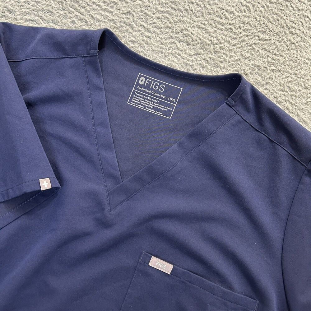FIGS Catarina Scrub‎ Top Womens 6XL Blue Technical Collection Nurse Stretch